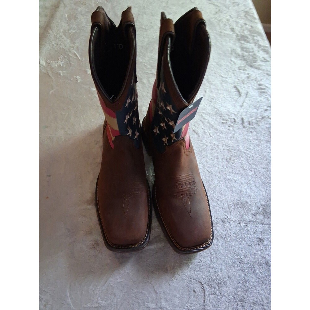 Durango Rebel Patriotic Men Size 11 Pull-On Brown Western Flag Boots